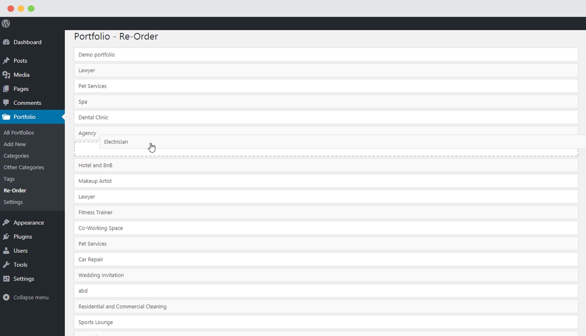 Drag And Drop To Reorder Portfolio Items